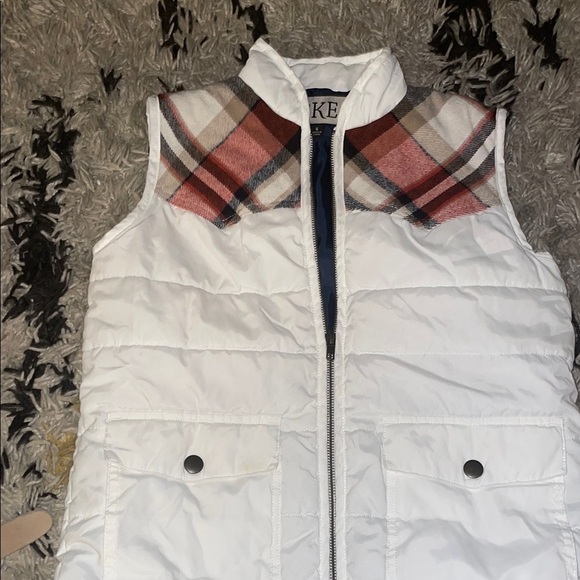 BKE Chic White Vest with Plaid Details size S - Picture 1 of 4